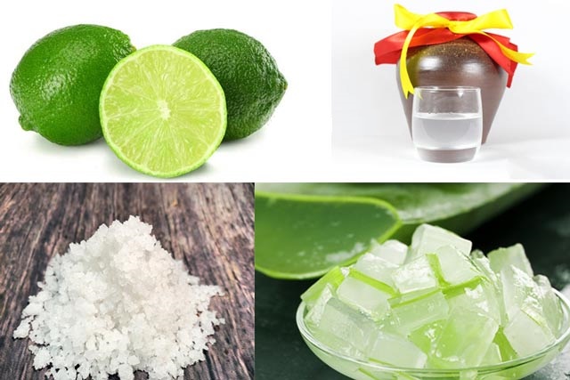 Làm nước tẩy rửa từ muối, rượu, chanh và nha đam